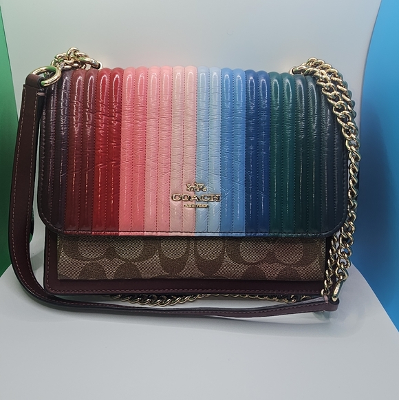 Coach Handbags - Coach Klaren Crossbody With Rainbow Linear Quilting.